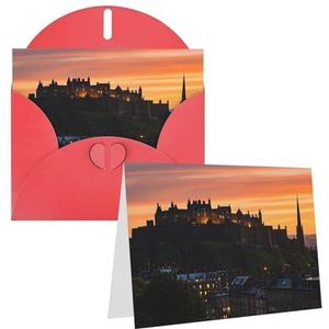 Eekstdbn Wenskaarten Edinburgh Castle Zonsondergang Schotland Skyline Wenskaart Met Alle Gelegenheidskaarten Uitnodiging Vakantie Kaart Verjaardag Kaart