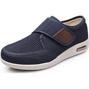 XRDSHY Diabetische schoenen voor mannen vrouwen met gezwollen voeten schoen, heren brede pasvorm klittenband pantoffels, Slip On Air-gewatteerde zool brede schoenen wandelschoenen voor ouderen -SANTUO, blauw Blau-40EU/Etiket42