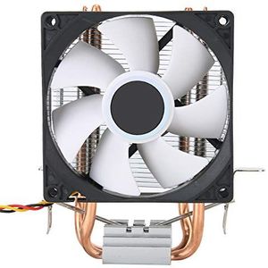 CPU-luchtkoeler, 3-pins CPU-luchtkoelventilator 2000 RPM CPU-vloeistofkoeler Radiator met 2-koperen Pijp voor 775/1150/1151/1155/1156/1366 (Wit)