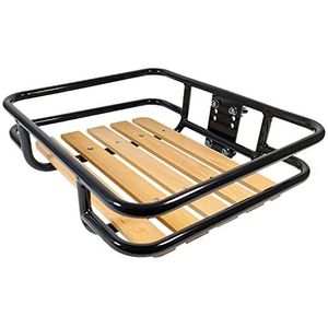 Bagagedrager voor fiets, bagagedrager voor, bagagedrager voorwiel, fietsbagagedrager, voorlader, Red Loon | staal/hout