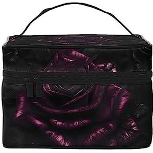 Groene Geckos Print Make-up Bag,Draagbare cosmetische tas,Grote capaciteit Travel Makeup Case Organizer, Gotische roos, Eén maat