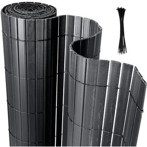 Yakimz PVC Inkijkwerende mat, inkijkbescherming, bamboe, inkijkbescherming, weerbestendig, uv-bestendig, voor tuin, balkon en terras, 100 x 900 cm, windscherm - antraciet