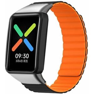 Strap-it Oppo Watch Free silicone link bandje (oranje/zwart)