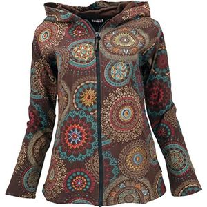 GURU SHOP Hippie Chic jas, geborduurde jas, dames, katoen, jassen, mantels & poncho's alternatieve kleding, bruin/bont, 38