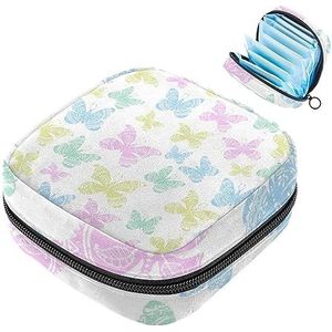 MUOOUM Vlinder Gekleurd Patroon Maandverband Opbergtas Draagbare Menstruatie Tas Voor Vrouwen Tiener Meisjes Menstruatie Cup Pouch Nursing Pad Houder