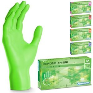 ARNOMED wegwerphandschoenen groen, nitril handschoenen M, wegwerphandschoenen met 100 stuks per doos, poedervrij. Latexvrije rubber handschoenen, verkrijgbaar in XS, S, M, L & XL