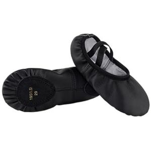 HUIJIQX PU Ballet Schoenen voor Peuter Meisjes Kinderen Dansschoen Lederen Ballet Flats Kinderen Zachte Zool Gymnastiek Schoenen Dansende Slippers, Zwart, 20(foot 15cm)