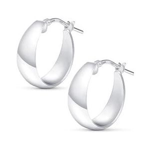 Amberta Dames 925 Sterling Zilveren Robuuste Hoepeloorbellen: Zilveren Robuuste Hoepeloorbellen 15 mm