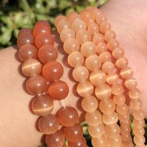 Groothandel Cat Eye Stone Ronde Kralen Natuurlijke Opaal Ronde Losse Spacer Kralen Voor Sieraden Maken DIY Armband 15'' 4 6 8 10 12mm-oranje-4mm 90st