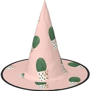 TyEdee Halloween Heks Hoed Wizard Spooky cap Mannen Vrouwen, voor Halloween Party Decor en Carnaval Hoeden -Cactus roze