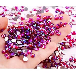 Strass voor kleding, Crystal AB Rhinestone Nail Gems Flatback Multicolor SS4-SS30(Light siam AB,SS12-1440pcs)