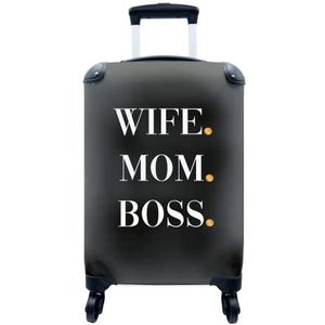 MuchoWow® Koffer - Spreuken - Wife - Mom - Boss - Quotes - Mama - Past binnen 55x40x20 cm en 55x35x25 cm - Handbagage - Trolley - Fotokoffer - Cabin Size - Print
