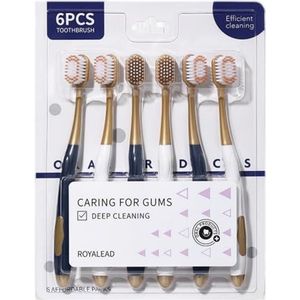 LuminaLife Opgewaardeerde volwassen brede kop zacht haar handmatige tandvleesreiniging tandenborstel, volwassen handmatige tandenborstel set (6 stuks per doos), allround verzorging van tanden en