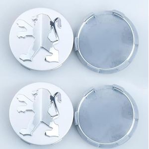 SJZZJMZ 4 stuks auto wieldoppen voor Peugeot 307 308 408 508 3008 4008 5008 60mm auto wielnaafdoppen naafdoppen vervangende wieldop stickers B
