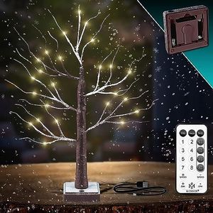 KESSER® Lichtboom berkenboom 60 cm led met afstandsbediening timer 8 modi lichttakken voor binnen warm wit leds bomen berken kerstdecoratie voor Kerstmis thuis feest verjaardag interieurdecoratie