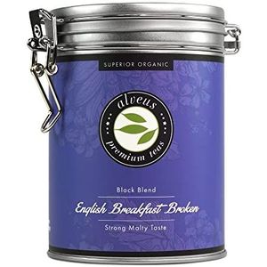 Alveus ""English Breakfast Broken BIO"" met sterke moutsmaak thee los in blik zwarte thee uit India 175 gram