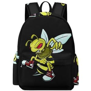 Angry Bee Mini-rugzak, schattige schoudertas, kleine laptoptas, reisdagrugzak voor dames en heren