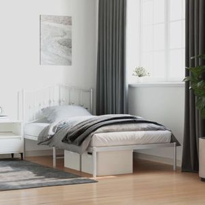 AJJHUUKI Bedden & accessoires Metalen bedframe met hoofdeinde wit 100x190 cm meubels
