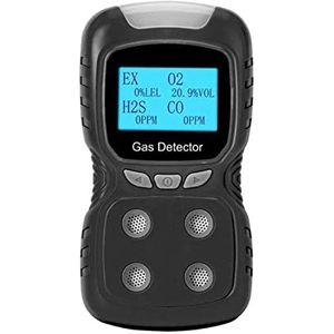 Luchtkwaliteitsmonitor Multi Gas Detector Gas Meter O2 H2S CO LEL 4 in 1 Zuurstof Waterstof Sulfide Koolmonoxide Brandbaar gas Lekdetector Nauwkeurigere meetgegevens(A)