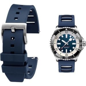 Nieuwe Fluor rubberen band geschikt for Seiko Citizen Quick Release Horlogeband 20 22mm Siliconen Tropic Band Smart Horlogeband geschikt for Huawei (Color : Dark blue silver pin, Size : 22mm)