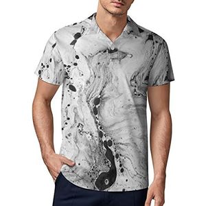 Abstract Zwart Wit Marmer Mannen Golf Polo-Shirt Zomer Korte Mouw T-Shirt Casual Sneldrogende Tees L