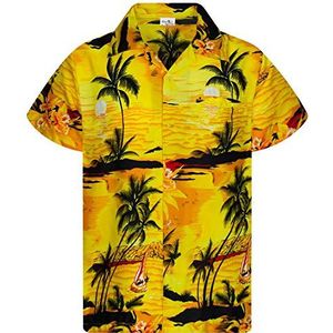 King Kameha Hawaïhemd voor heren, funky hemd met korte mouwen en borstzakje, met surfprint, Surf geel, XL