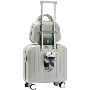 18 inch koffer boarding multifunctionele reiskoffer student wachtwoord trolley koffer rollende bagagetas (Color : White set, Size : 18"")