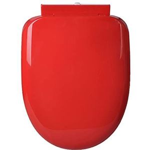 D-vormige toiletbril met zachte sluiting, gekleurde toiletbril, kunststof toiletbril, snelsluiting, blauwe toiletbril en deksel met verstelbare kunststof scharnieren, rood(Size:Red)