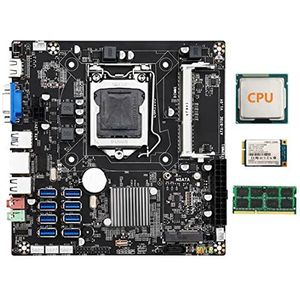 AMIUHOUN B75E 8 Kaart BTC Mijnbouw Moederbord+Willekeurige CPU+4G DDR3 RAM+128G SSD 8X USB3.0 B75 Chip LGA1155 DDR3 RAM MSATA ETH