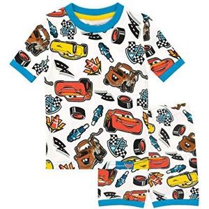 Disney Cars Pyjama | Bliksem McQueen Pyjama | Jongens Kurz Pyjamasets | Aansluitende Jongenspyjama's | Wit 116