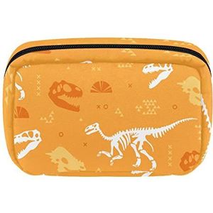 Van de de Reis Gepersonaliseerde Make-up van de dinosaurusfossiele Oranje Reis de Kosmetische Zak Toiletry zak voor, Meerkleurig, 17.5x7x10.5cm/6.9x4.1x2.8in
