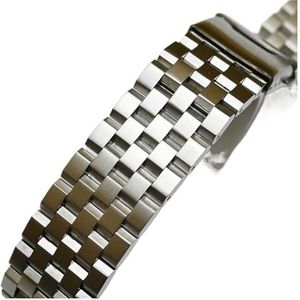 Jeniko Geborsteld Roestvrij Stalen Horloge Band Strap 18mm 20mm 22mm 24mm Solid Metal Vervanging Armband Mannen Horlogeband (Color : Silver, Size : 24mm)
