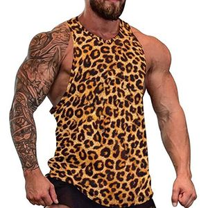 Animal Leopard Print Heren Tank Top Grafische Mouwloze Bodybuilding Tees Casual Strand T-Shirt Grappige Gym Spier