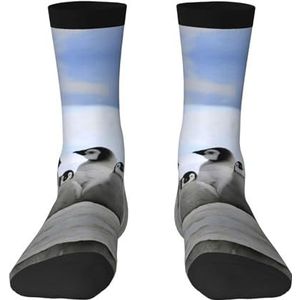 Jonge pinguïns met sneeuw volwassen grappige 3d sokken crew sokken nieuwigheid sokken gag geschenken, zachte gezellige sokken., 2 Zwart-1, Eén Maat