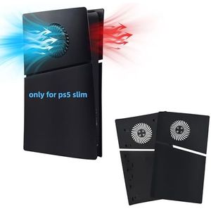 Mcbazel PS5 Slim Faceplate Replacement Hard Side Panel Plate Durable ABS Protective Replacement Cover with Cooling Vent Accessories for Playstation 5 Slim Digital Edition -Black