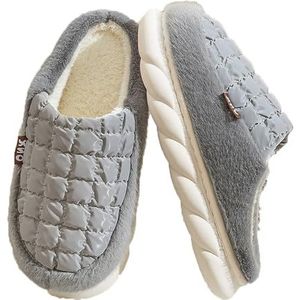 Pluche pantoffels Comfortabele dames slippers van traagschuim Lichtgewicht zachte winter warme pantoffels Antislip katoenen pantoffels (Color : Grey, Size : 44-45/28CM)