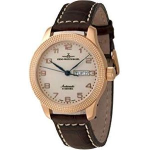 Zeno Watch Basel herenhorloge analoog automatisch met lederen armband 11554DD-Pgr-f2