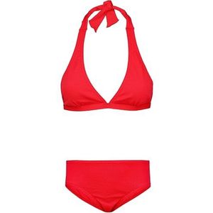 Aquarti Meisjes Bikini Set Bustier Bikini Brief Tweedelig Badpak Zwempak, Om te binden - Jacquard stippen rood, 152