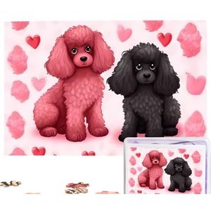 Roze poedels honden puzzels gepersonaliseerde puzzel 1000 stukjes legpuzzels van foto's foto puzzel voor volwassenen familie (74,9 cm x 50 cm)