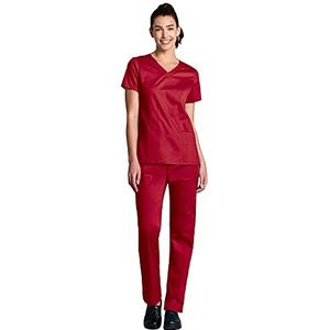 WonderWink WORK Dames gevormde V-hals Top & Convertible Slim Leg Cargo Pant Scrub Set + Badge Reel