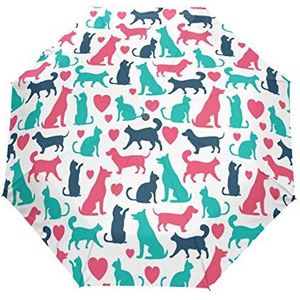 Jeansame hond puppy kat rode groene cartoon dier vouwen compacte paraplu automatische regen paraplu's voor vrouwen mannen kind jongen meisje