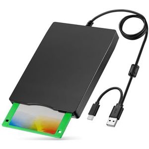 Kinetxiaxia - Externe USB Diskettedrive - Zwart - 1,44MB - 3,5 inch