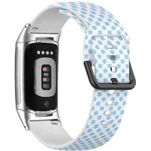 RYANUKA Zachte sportband compatibel met Fitbit Charge 5 / Fitbit Charge 6 (sneeuwvlokken) siliconen armband accessoire, Siliconen, Geen edelsteen