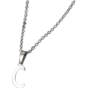 Eenvoudige zilveren kleur 26 letter hanger ketting mode unisex AZ initialen roestvrijstalen choker sleutelbeen ketting sieraden (Style : FN782171)