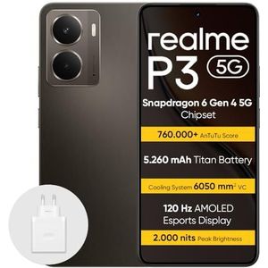realme P3 5G Smartphone 12+512 GB, Snapdragon 6 Gen 4 5G Chipset, 5260mAh Titan Battery, 45W Fast Charge, 120Hz AMOLED, 2000 nits, Peak Brightness, IP69, Grey