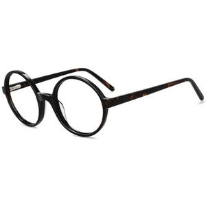 Nepbrillen, Acetaat Brilmontuur Rond Unisex Multicolor 139x135mm(Black)