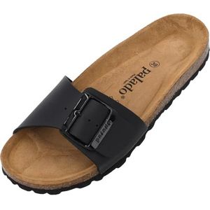 Palado Malta EGS Matt damessandalen, sandalen met voetbed van natuurlijk kurk, met zool van het fijnste suède, extra comfortabel, zwart mat, 38 EU