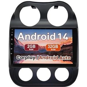 Android 15 Autoradio 9 inch touchscreen voor Jeep Compass Patriot 2010-2016 Autoradio Navigatie met Carplay met GPS navigatie Bluetooth FM USB Steering Wheel Control(X7 6G+128G)