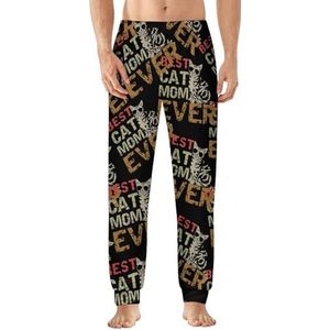 Beste kat moeder ooit heren pyjama broek zachte lounge bodems lichtgewicht slaapbroek