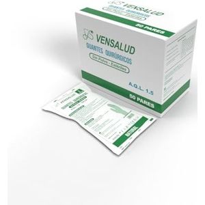 VENSALUD Wegwerphandschoenen van latex, steriel, poedervrij, A.Q.L 1.5, laboratorium, gezondheidszorg, dierenartsen, medisch onderzoek, 100 stuks, 50 paar, wit (7,5)